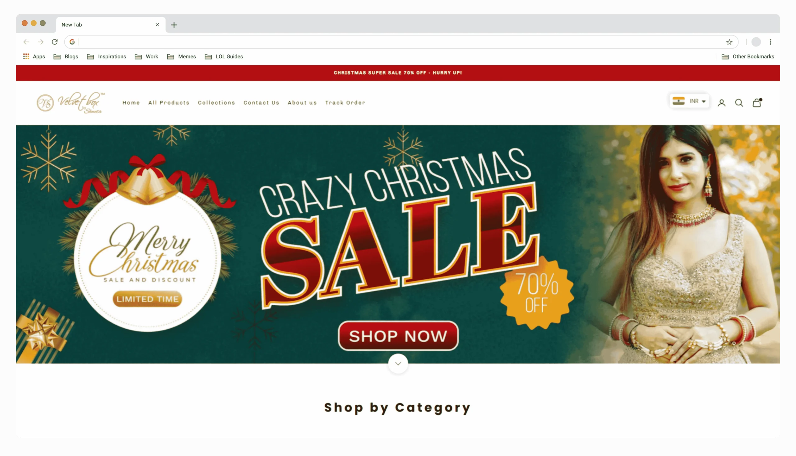 Shopify Prestige theme webiste velvetboxbyshweta